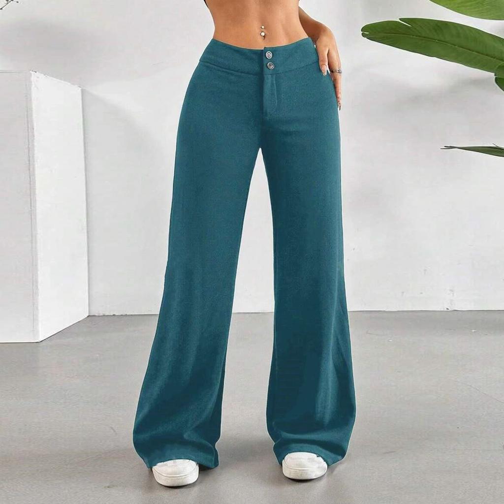 Women's Fashionable, Casual, Versatile High-waisted Loose Elastic Slightly Flared Wide-leg Trousers