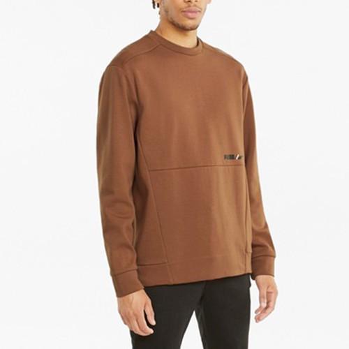 Puma Men's Solid Color Fleece-lined Sports Knit Pullover Hoodie In Brown