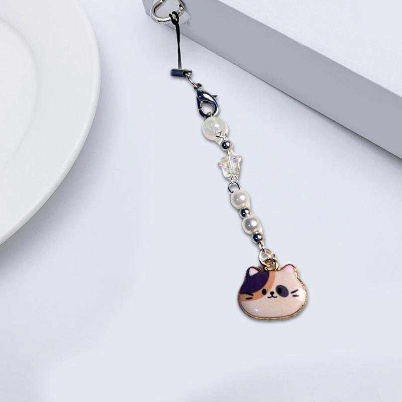 Uroczy Kotek Zawieszka do Telefonu Słodkie Zwierzątko Breloczek Kreatywna Ręcznie Robiona Bransoletka Pasek Przeciw Zagubieniu Dla Kobiet i Dziewcząt