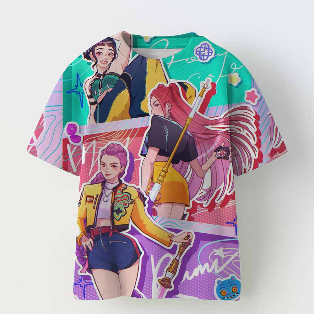 

Детская одежда Kpop Demon Hunters Футболка с коротким рукавом Kpop Demon Hunters Футболка Tiger Harajuku для мальчиков и девочек Подарок children160