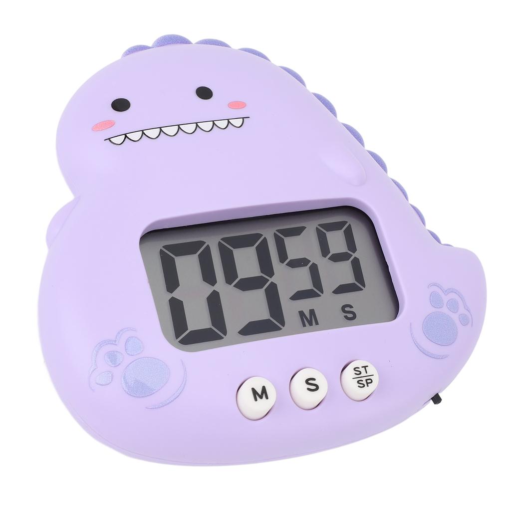 Cute Dinosaur Kids Timer Large LCD Display Loud Alarm Digital Kitchen Timer Magnetic Countdown Timer for Classroom Home