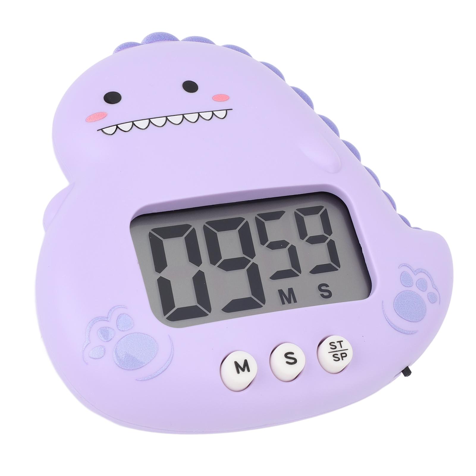 

Cute Dinosaur Kids Timer Large LCD Display Loud Alarm Digital Kitchen Timer Magnetic Countdown Timer for Classroom Home фиолетовый