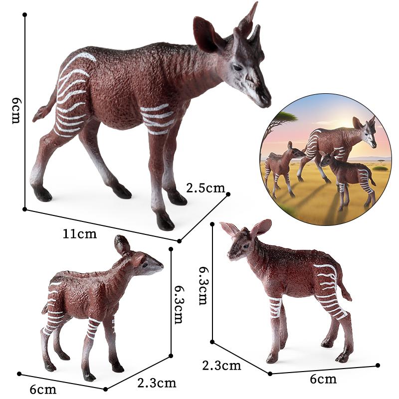 Oenux Classic Wild African Animals Simulation Okapi Wildebeest Action Figure Figurines PVC Model Education School Kid Toys Gift