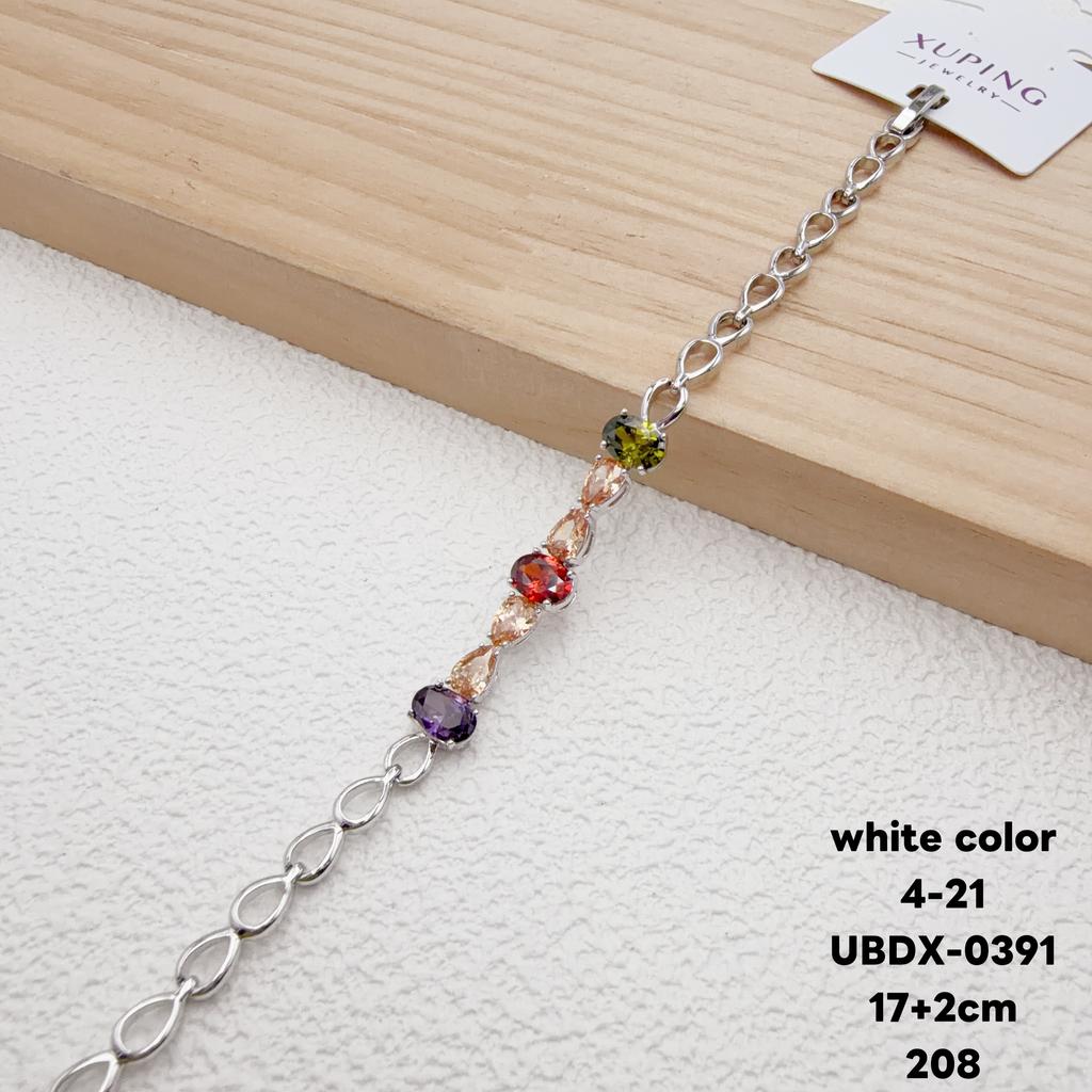 XUPING Jewelry Iced Out Synthetic CZ Colorful Gemstone Artificial Stone Clasp Gold Color Plated Pink Women Heart Tennis Bracelet