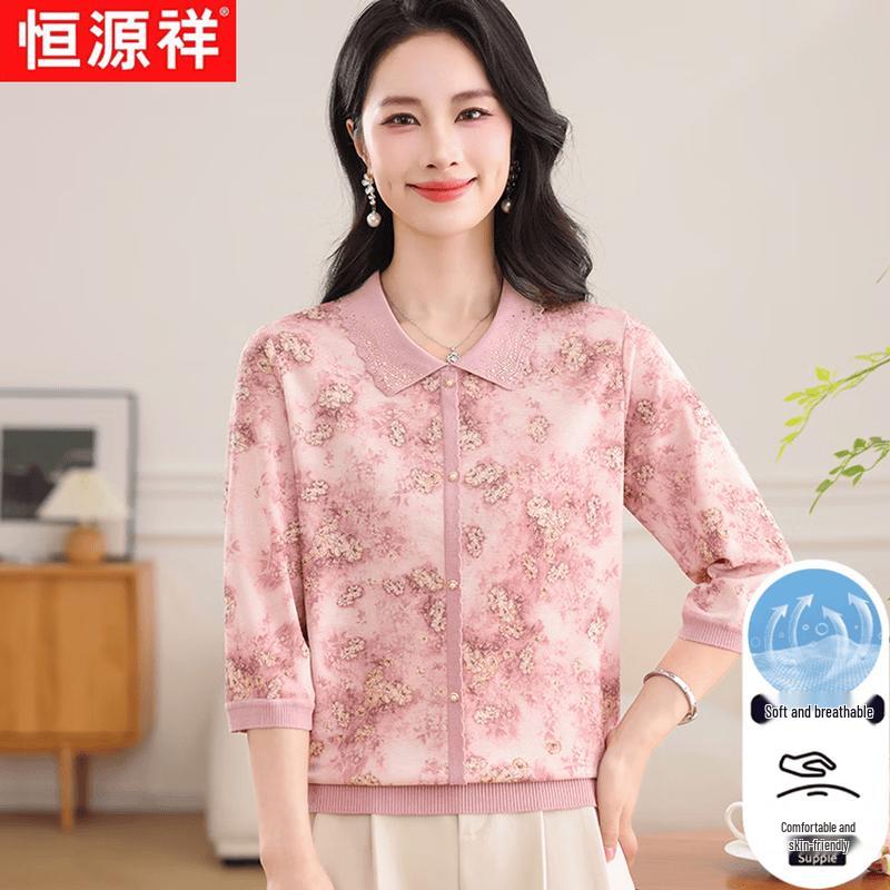 Hengyuanxiang Women s Summer Lapel Short Sleeve Top 4XL