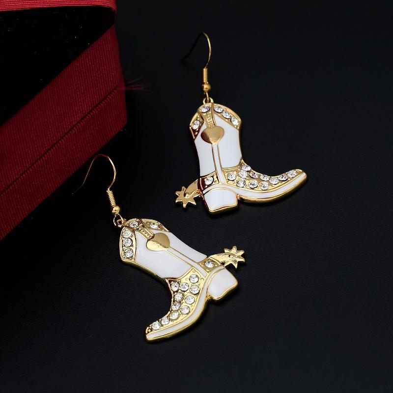 Personalized Sparkling Inlaid Zircon Cowboy Boots Pendant Earrings, Suitable for Women's Gothic Festival Accessories Gifts
