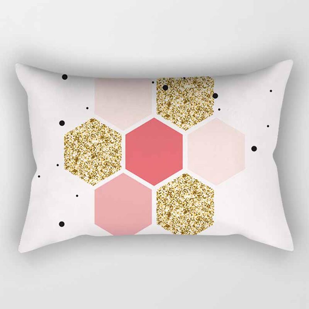 Federa rettangolare a righe geometriche rosa 30 * 50 cm Divano Abbraccio Cuscino Fodera per cuscino Soggiorno Camera da letto Elegante decorazioni per la casa
