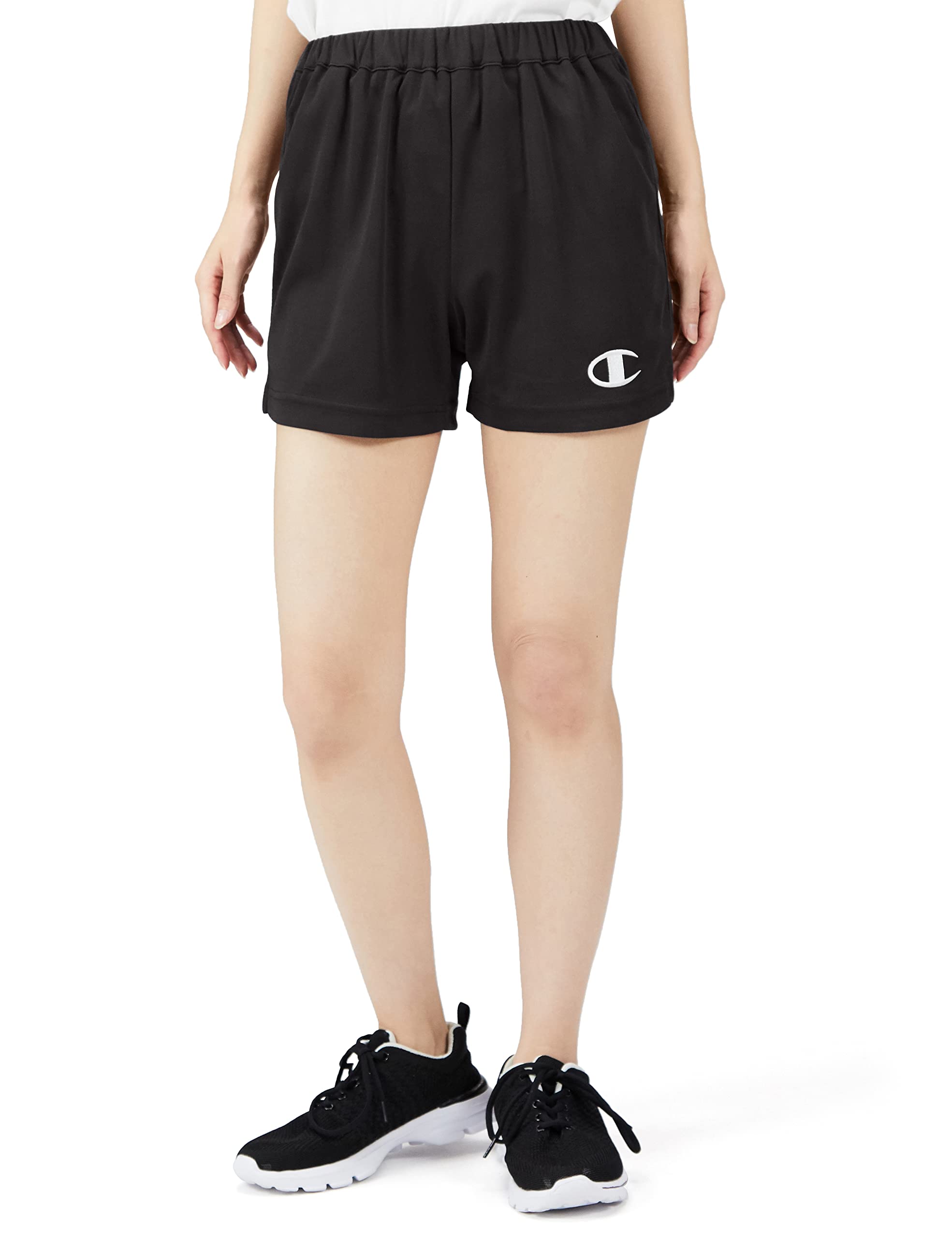 

Champion Odor with a XL Women s Shorts, Antibacterial, Resistant, Quick-Drying, One-Point Logo, CW-WV501, Black, чёрный