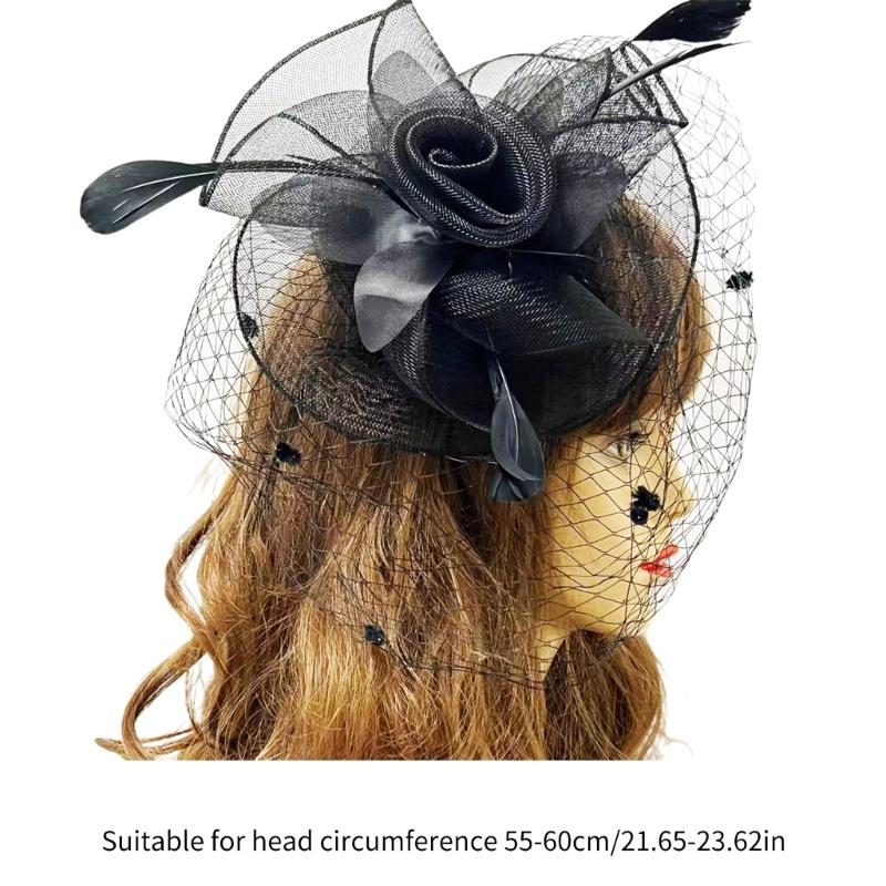  Party Hat Cocktails Party Mesh Flapper Hat Hair Clip Female Net Flower Fascinator Hat Pillbox Hat Role Play Bowler