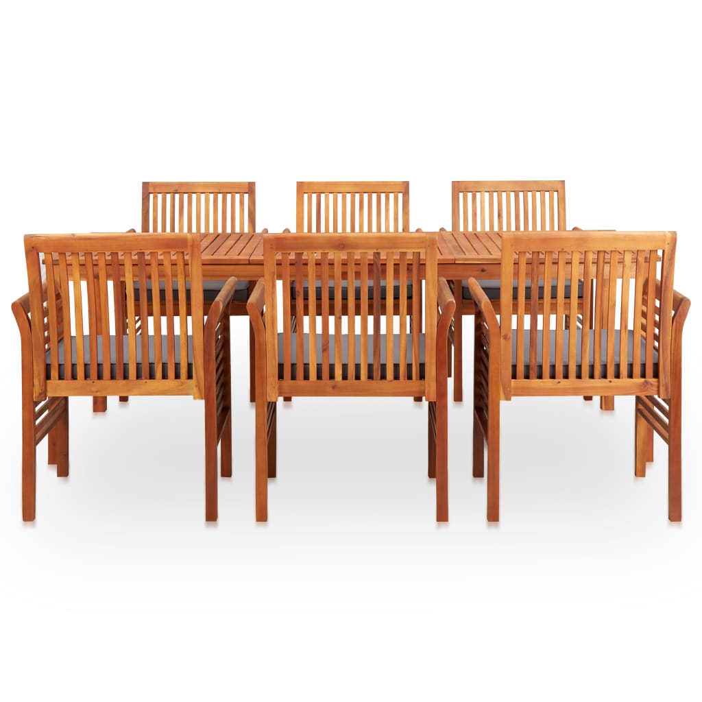 7 Piece Garden Dining Set with Cushions Solid Acacia Wood