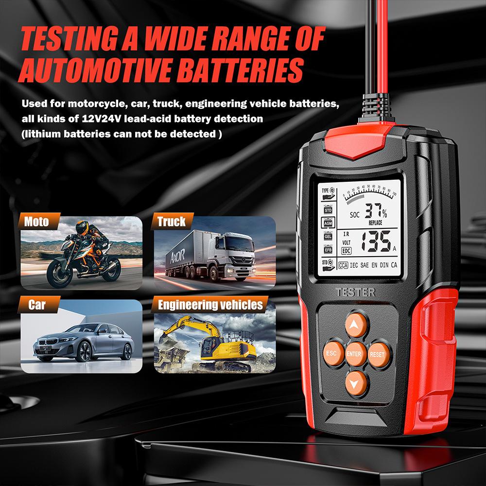 Digital Car Battery Analyzer Diagnostic Tool CCA Tester Internal Resistance Charging Scanner for 12V 24V Batteries