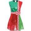 Costume di Natale da Donna a Strisce Caramella Senza Maniche Vestito da Festa Body da Ballo Balletto