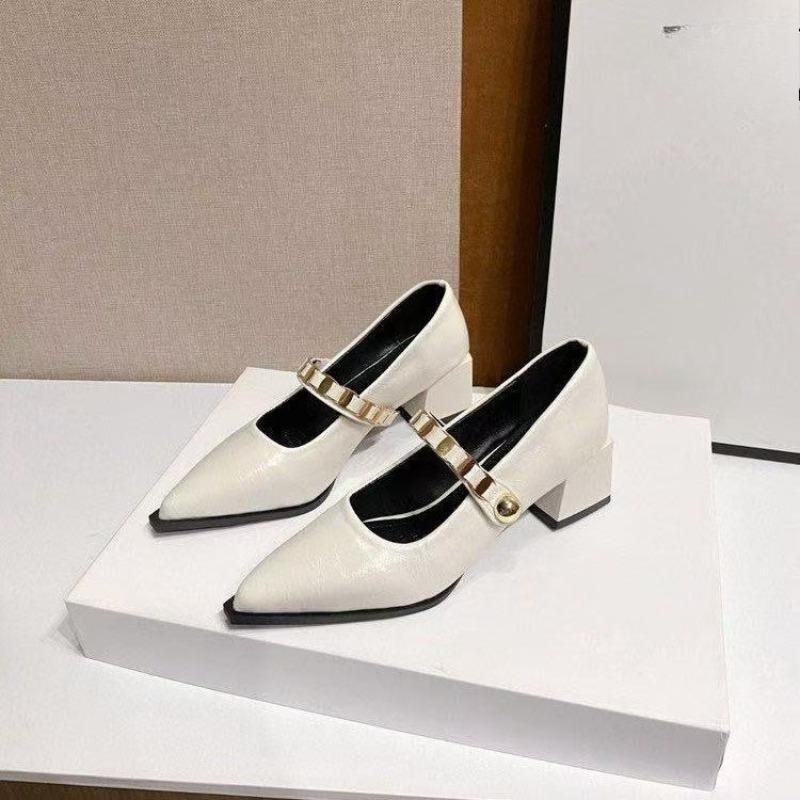 French Pointed Toe Mary Jane Single Shoes Women's 2025 Fall New Shallow Mouth Block Heel Pump Shoes