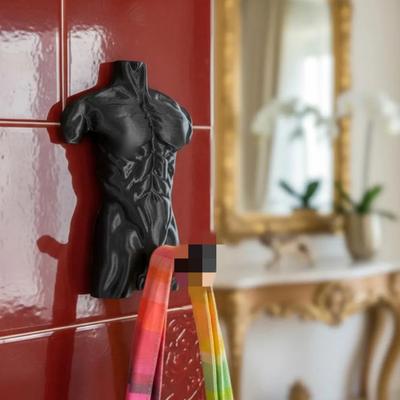 Yousheng Muscular Man Wall Hook Heavy Duty 3D Printed Naked Body Art Decorative Hook Home Bathroom Shower Towel Sponge Clothes Hanger