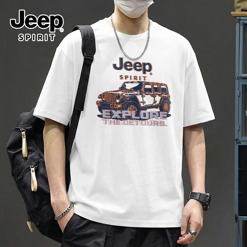JEEP SPIRIT Men s Heavyweight Cotton Loose Fit Short-Sleeve T-Shirt M