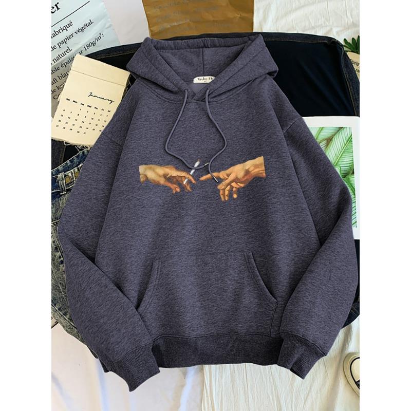 Hoodies Women's Two Hands And a Cigarette Graphic Print Hoodiest Thirteen Colors Harajukua Style Casual Top Women Street Style