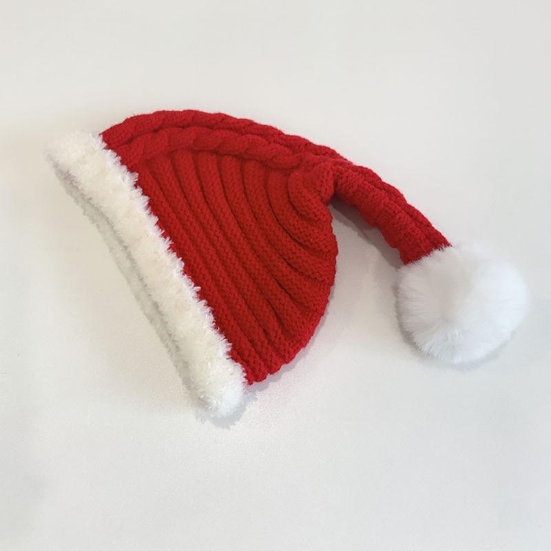 Stylish Knitted Santa Hat Cute Christmas Beanie for Children Soft & Comfortable Winter Headwear Lightweight Hat Wools