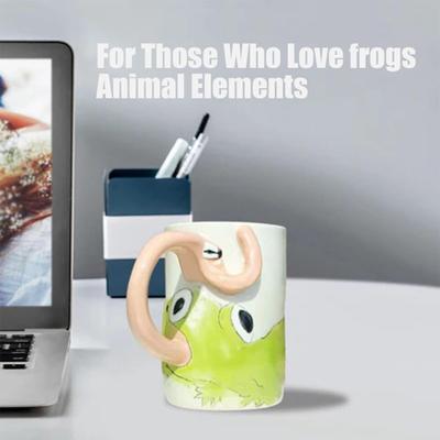 3D Froschzunge Tasse Neuheit Kaffeetasse mit verspieltem Zungengriff Skurriles Tier-Themen-Trinkgeschirr für Tee Kakao