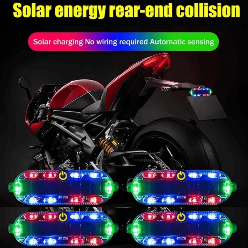 4Pcs Solar Powered Solar Vehicle Strobe Light Flashing Mode Motorcycle Tail Lights  Electric Bicycle