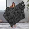 Black Geometric Pattern Blanket Abstract Lines Design Home Decor Sofa Cover Gift for Women Teen Girls Wall Art