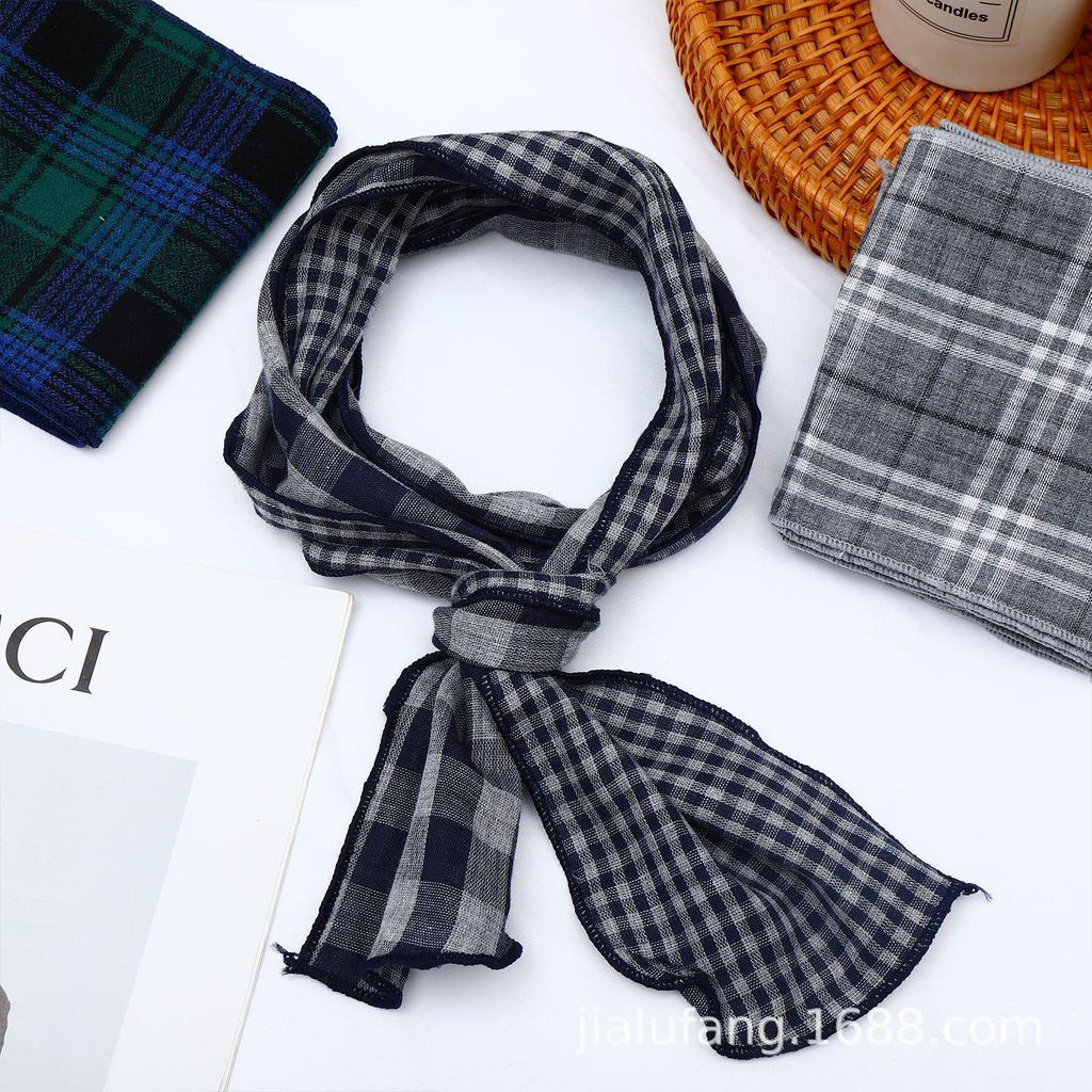 British Retro Plaid Women's Double-Sided Scarf - Stylish Neck Warmer for Spring & Autumn