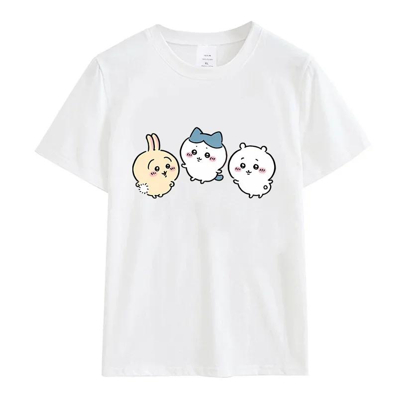 Kawaii Anime Summer Japan Mniniso Awesome T-shirt Cotton Popular Men Women Short-sleeved Casual Wear Chiikawa T-shirt