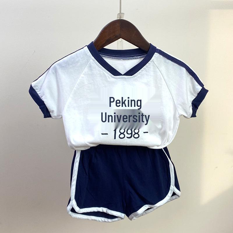 

Детский летний комплект в студенческом стиле 2025: Наряд для выпускного/выступления в Пекинском и Университете Цинхуа 140 cm