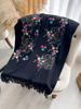 Women Winter Warm Faux Cashmere Scarf Long Winter Embroidered Floral Pattern Cold-Proof Shawls And Wraps