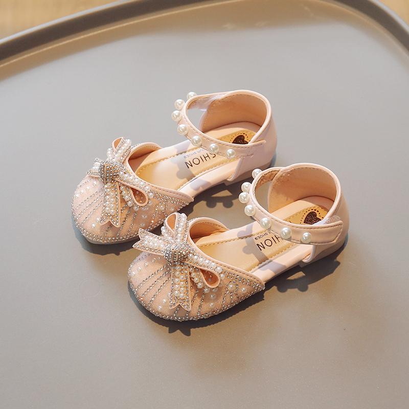 2024 Girls Party Shoes Elegant Sweet Pearl Children's Sandals for Wedding Party Fashion Luxury Kids Princess Dress Single Shoes