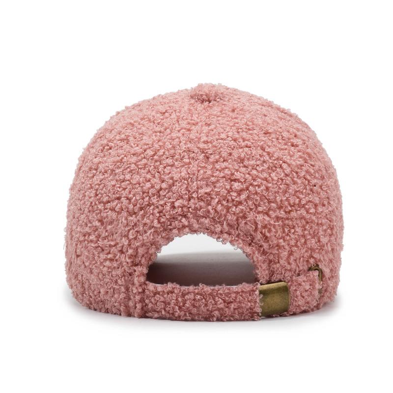 Women Embroidered Letter Hat Lamb Wool Autumn Winter Baseball Cap