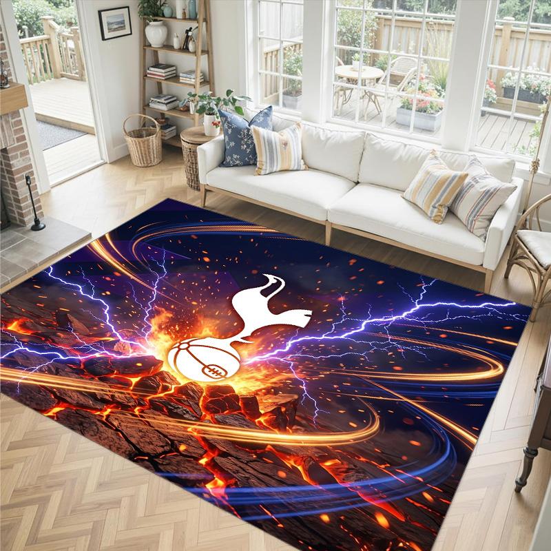 Tottenham Hotspur Design Crystal Velvet Carpet Cozy Non?Slip Printed Rug For Bedroom Living Room Entrance