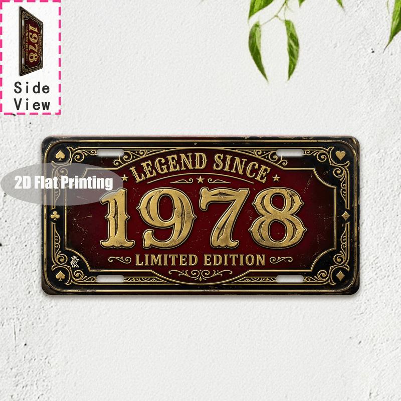 Tin Sign Vintage Durable Metal Plaque Wall Decor Home Office Bar Man Cave City Birth Year License Plate Wall Art