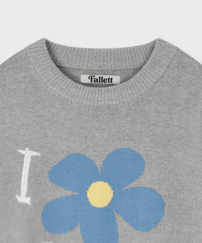 FALLETT Drawing Flower Knit Melange Gray