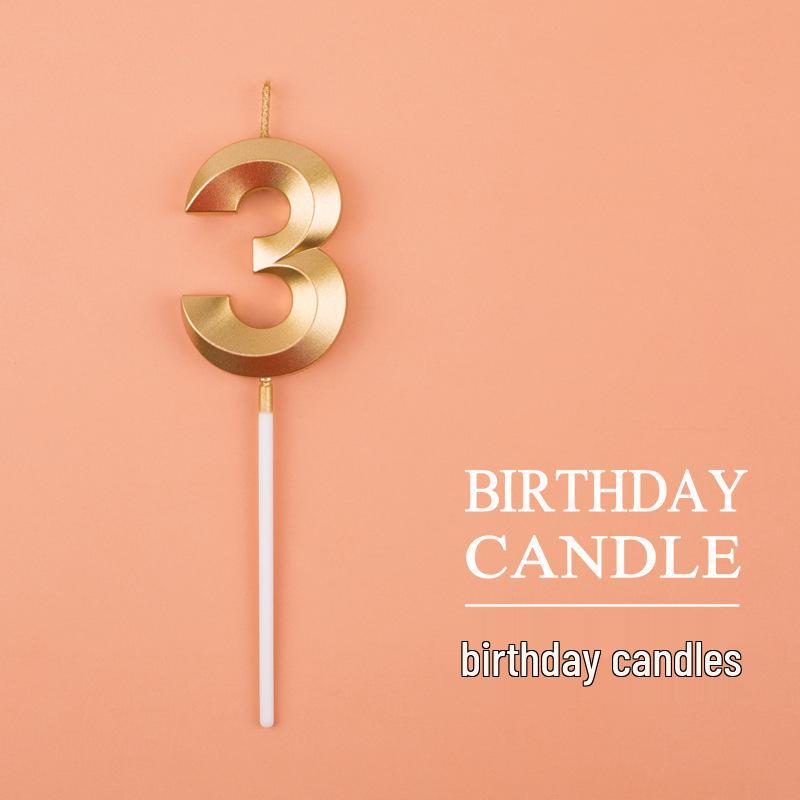 Gold and Silver Number Candles for Birthday Cakes - Pink Exquisite Design