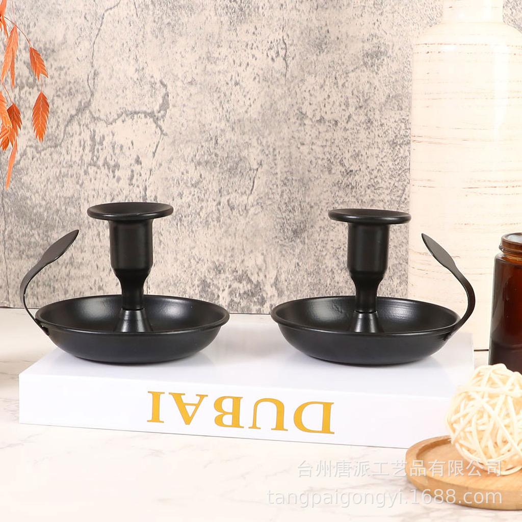Candle Holders – Black 2pcs Retro Iron Taper Candlestick Holder Centerpieces for Wedding, Party, Xmas, Home Table Decor