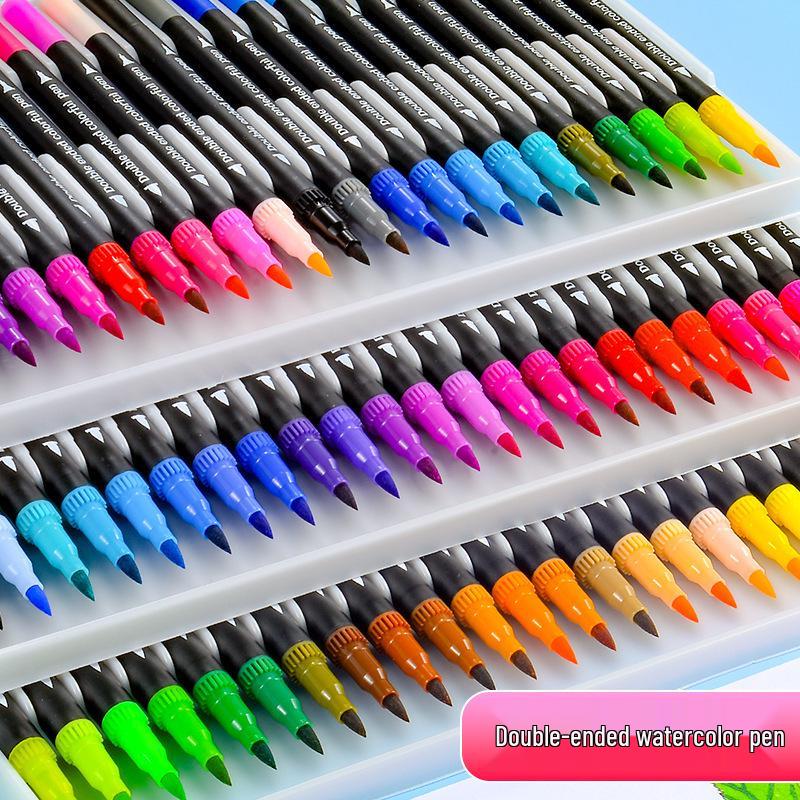 Double-ended 120-Color Washable Watercolor Art Pen Set with Soft Tips for Kids