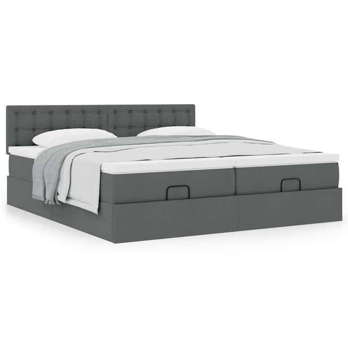 Maison Exclusive - Cadre de lit ottoman avec matelas gris foncé 200x200cm tissu