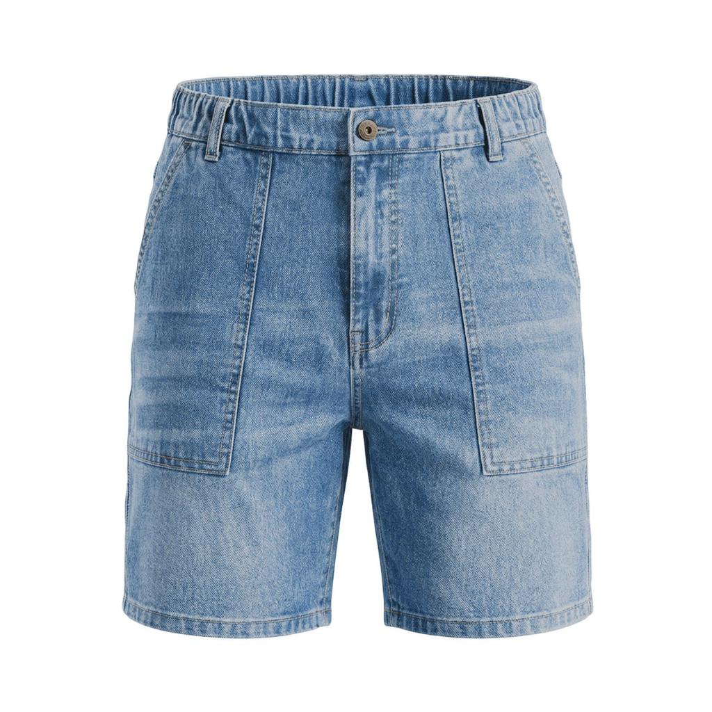 Men's Street Fashion Casual Pockets Denim Shorts - Men's Comfortable, Versatile, Stretchable, Waist-Controlling Lace-Up Denim Pants