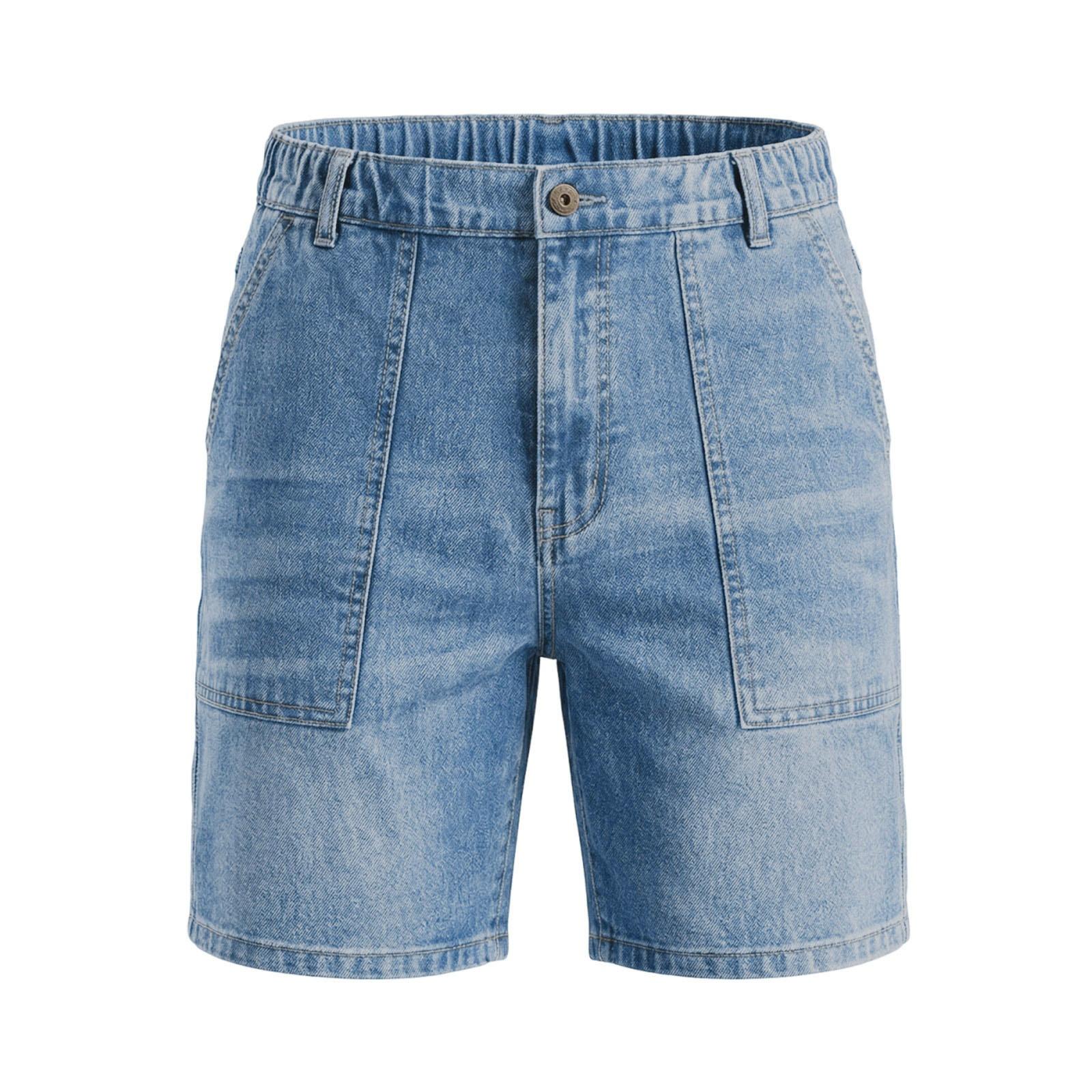 Xun Heren Denim Shorts met Trekkoord Taille en Elastische Tailleband Casual Street Style Shorts Heren Atletische Shorts voor Heren Heren Sportschool Shorts L
