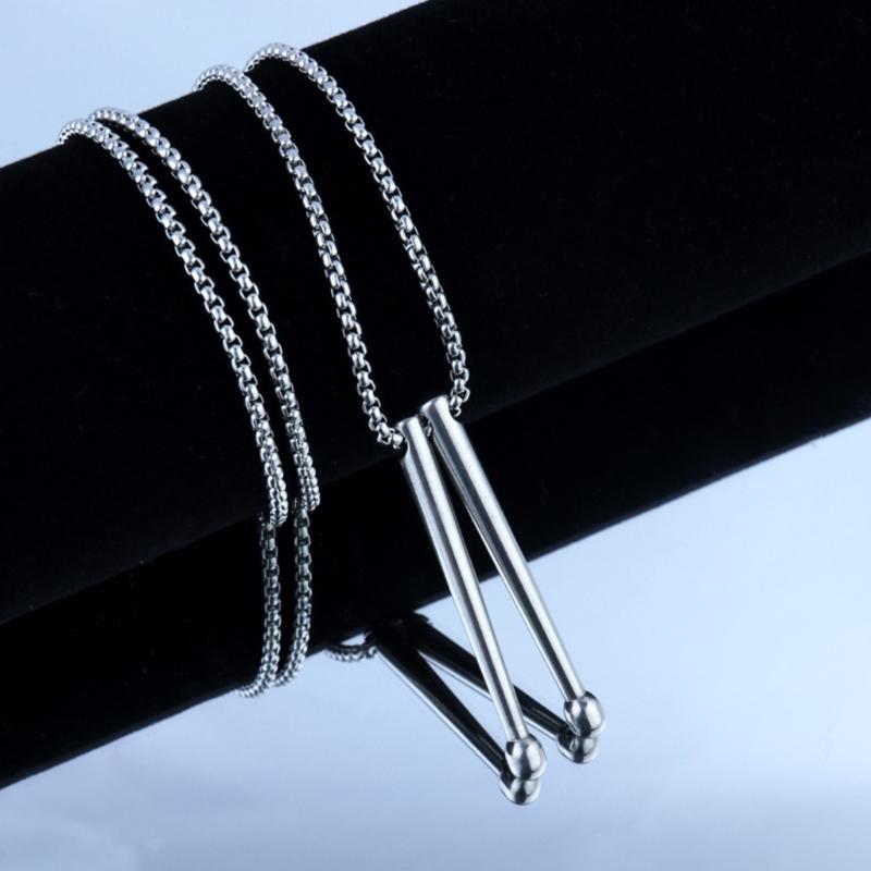 Edelstahl Silber Drumstick Anhänger Halskette Schmuck Ornament Zarte Schlüsselbeinkette Accessoire für Musikliebhaber