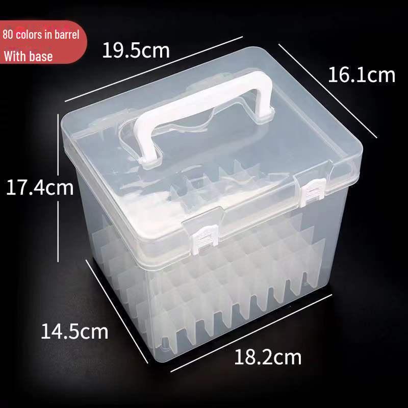 80-Color Portable Marker Pen Storage Box with Transparent Base
