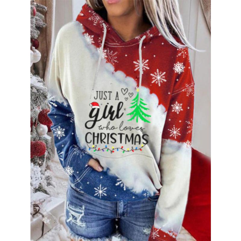 Autumn and Winter New Women's Clothing Christmas 3D Printing Hooded Pullover Long-sleeved Sweater Casual Fashion