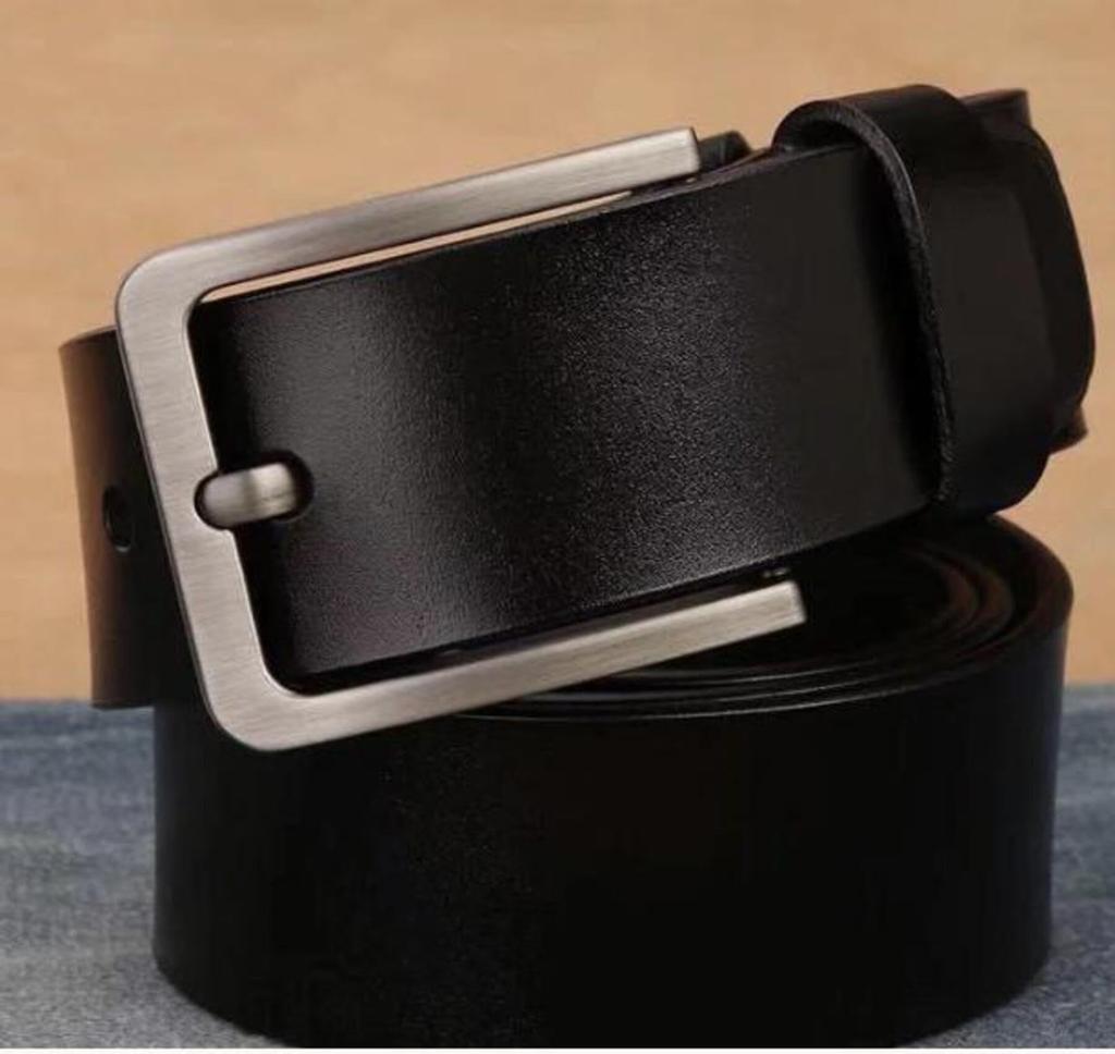 Men's Belt, PU Leather (Synthetic Leather), BusinessCasual, Large Size, Adjustable, 125cm, Pin Included, Simple Design (Black)