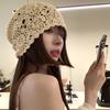 Women'S Solid Color Crochet Hollow Knitted Hat Summer  Vintage Beanie