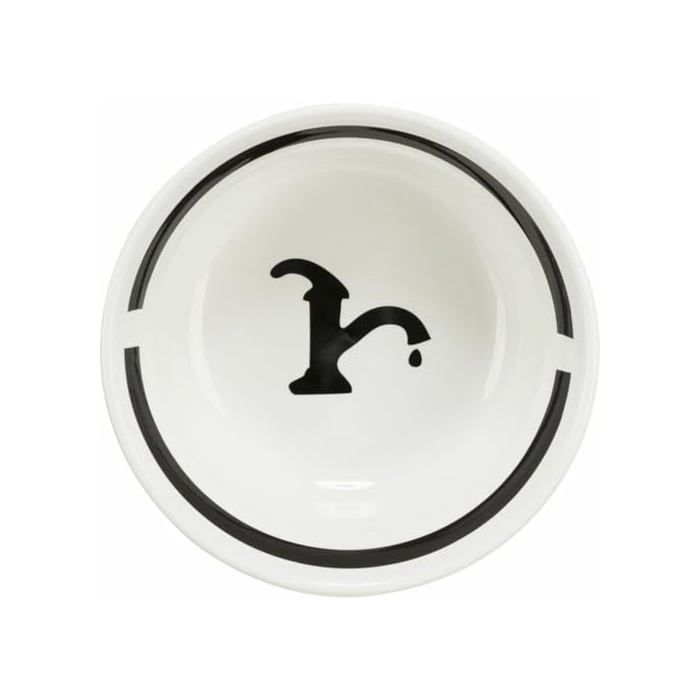 Mangeoire en céramique - TRIXIE - 0,6 l - ø 15 cm - Blanc/Noir - Pour chiens et chats - Taille unique