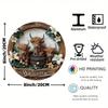 Metal Wall Art Highland Cow Lily Design UV Resistant Aluminum