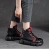 Johnature 2023 autunno inverno nuovi stivali corti retrò donna in vera pelle colori misti scarpe con plateau versatili con suola spessa