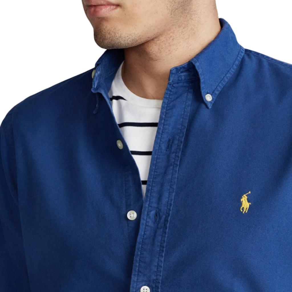 Polo Ralph Lauren SS23 Solid Color Polo Collar Long Sleeve Shirt Men shirts Blue MNPOWOV16820919400