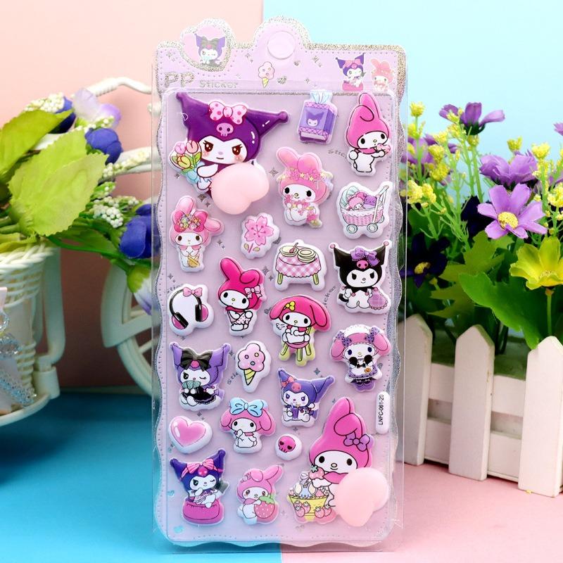 Kawaii Sanrio Happy Buttocks Stickers Cartoon Soft Pinched Children's Decompression 3D Bubble Sticker Phone Case Decoration