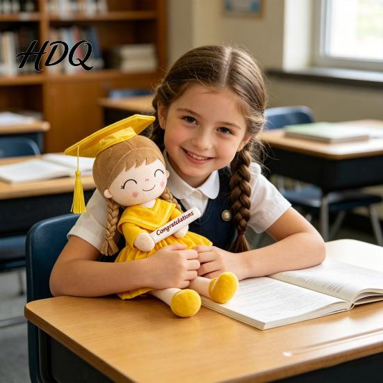 Plush Doll 16" Graduation Girl Doll Toy with Cap And Gown Kindergarten Kids Elementary Gifts for Ages 2-8 Toddlers Soft Keepsake
